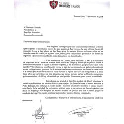 Carta del CASLA a la Superliga